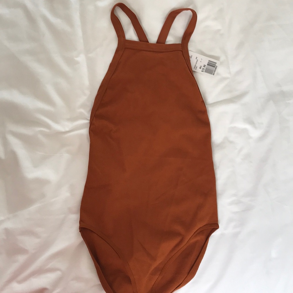 Burnt Orange Bodysuit with Open Back